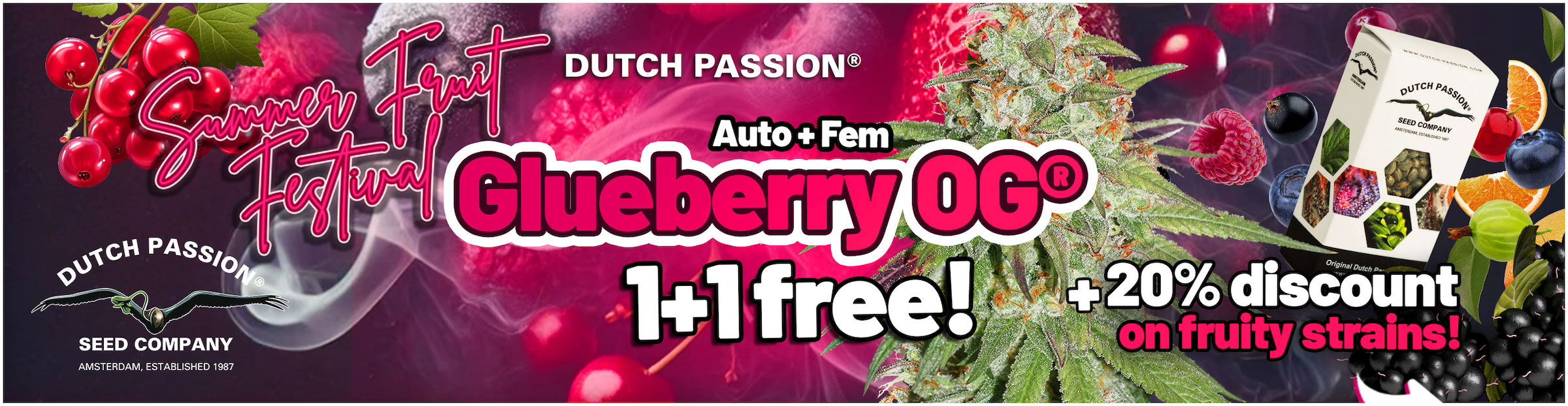 Summer Fruit Festival: Glueberry OG 1+1 free cannabis seeds